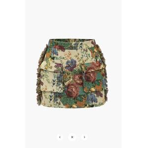 NWT Micas Retro Floral Print Fringe Zipper Mini Skirt Sz 2X